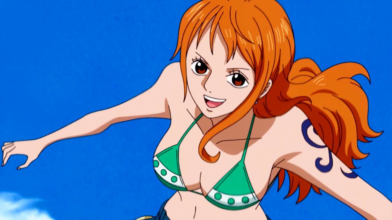 Nami de One Piece sonríe con los brazos abiertos