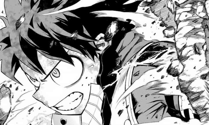 Ilustración del manga My Hero Academia, con Izuku